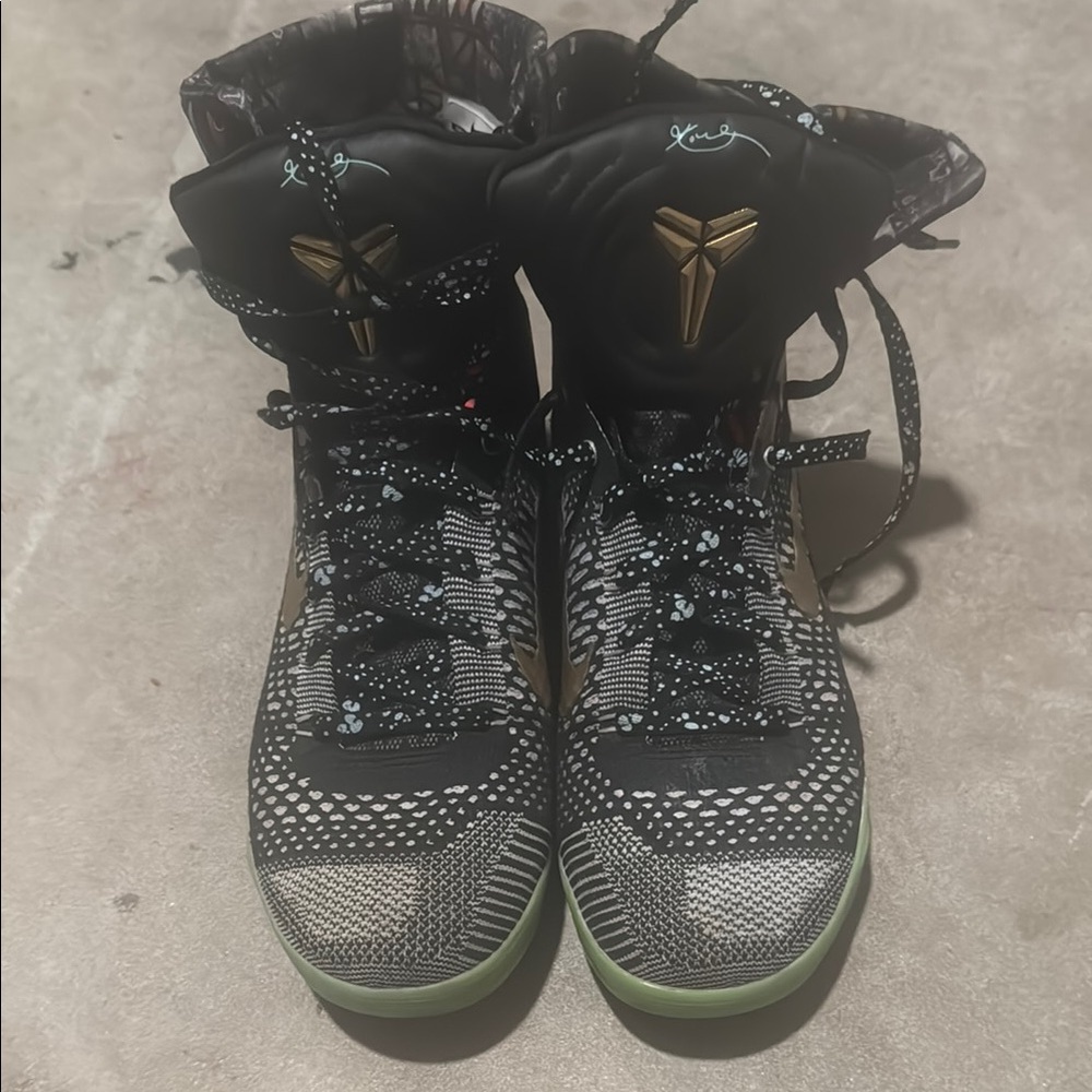 Black and Gold High-Top Sneakers